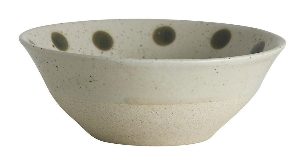 Grainy skål i keramik, Ø15 cm - sand/grøn